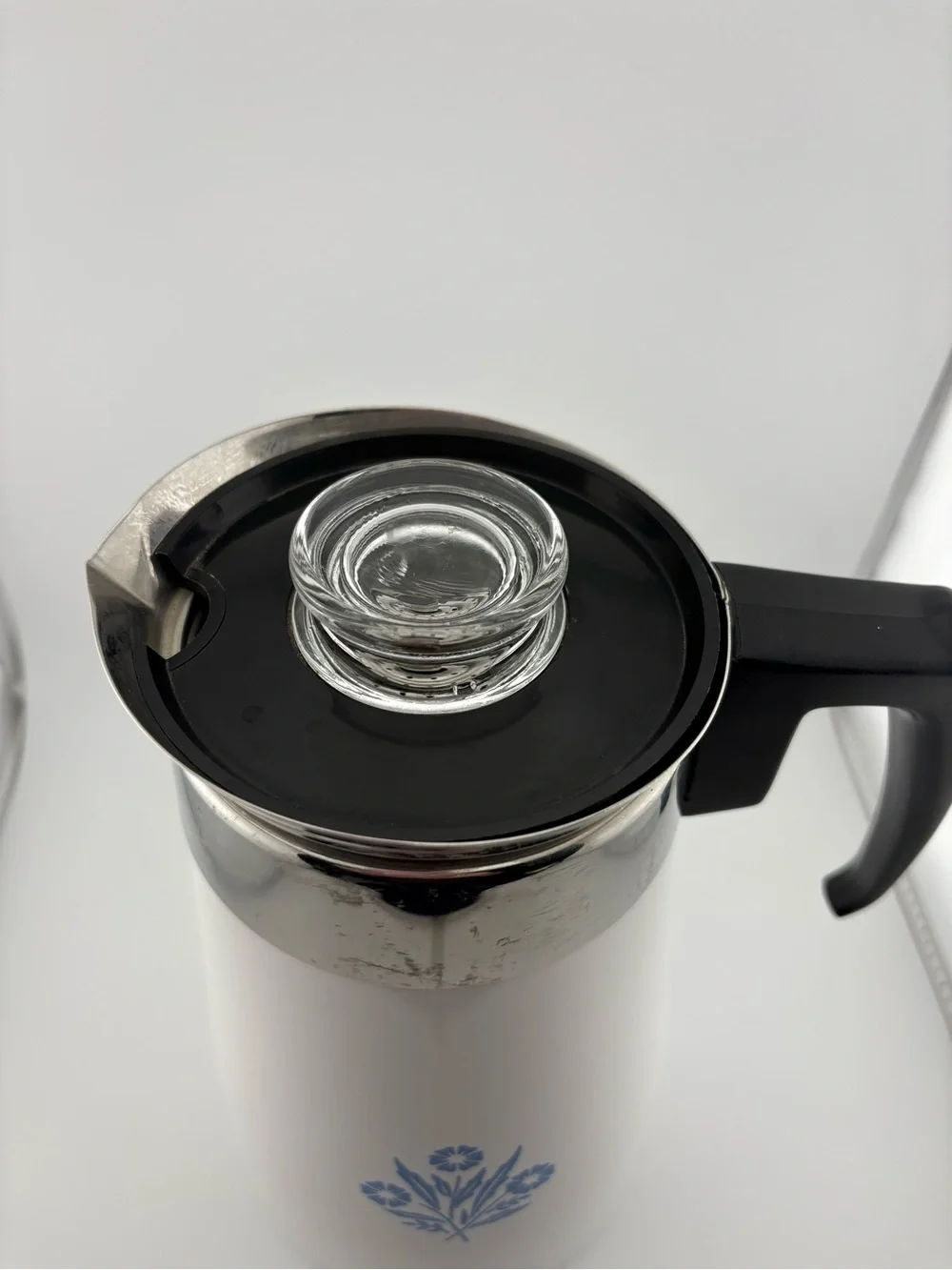 Corning Ware Blue Cornflower 9 Cup Percolator with insides and lid